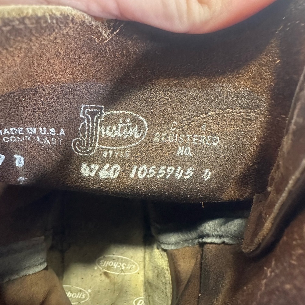 Justin Roper Boots Mens 9D Brown Leather Work Style 4760 USA Oil Resistant - Picture 11 of 16
